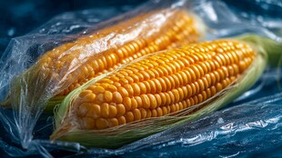 真空包装的新鲜甜玉米