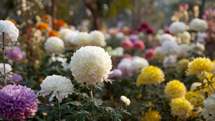 多彩乒乓菊绽放美丽花田