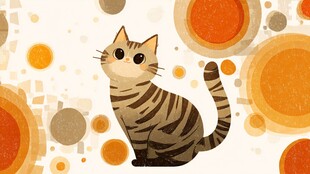 可爱条纹猫的趣味背景图