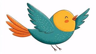 飞翔的彩色小鸟