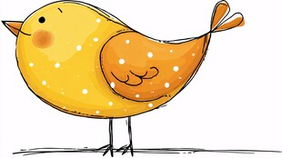 可爱小黄鸟手绘插画