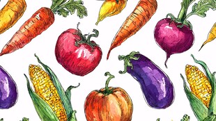 手绘多彩蔬菜图案
