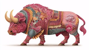 彩绘繁花牛 独特艺术造型