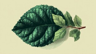 翠绿桑叶插画 清新自然风