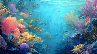 梦幻海底珊瑚与游鱼世界