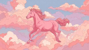 粉色骏马奔腾于梦幻云端