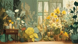 室内绿植花卉温馨小角落