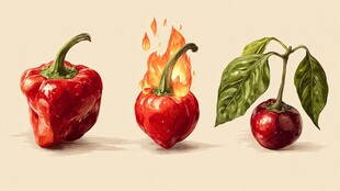 红辣椒与樱桃的视觉组合