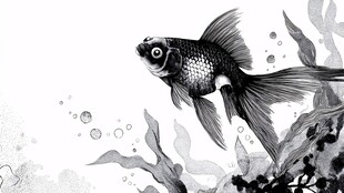 水墨风金鱼灵动水中游