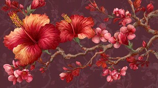 锦簇繁花枝头绽放