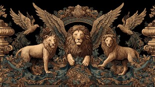 华丽狮鹰装饰艺术图案