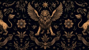 黑金狮纹复古华丽图案