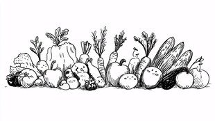 手绘蔬菜组合插画