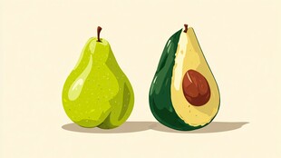 青梨与牛油果插画
