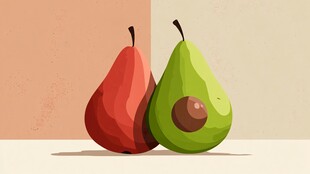 两个梨子的清新插画