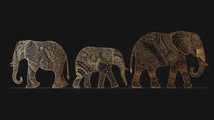 三只装饰风大象图案