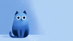 蓝色萌猫坐立 可爱形象