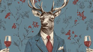 绅士鹿举杯共饮优雅时刻