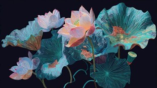 梦幻荷花图 清新雅致意境美