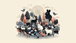 森林中的动物欢聚时刻