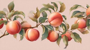 枝头鲜桃硕果累累