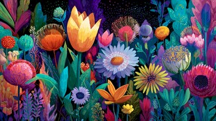 梦幻绚丽的多彩花卉世界