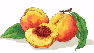 鲜桃插画 饱满多汁的诱惑