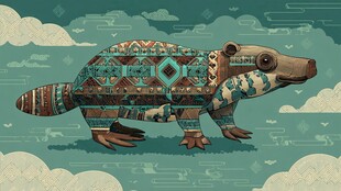 图案装饰的奇幻鸭嘴兽