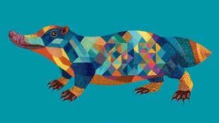 彩色几何风犰狳插画