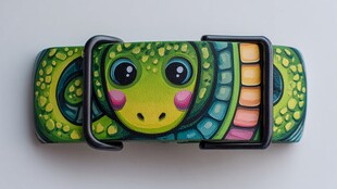 手绘卡通蛇形皮带扣