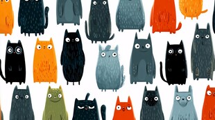 可爱多彩猫咪无缝图案