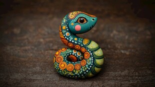 彩绘艺术蛇形摆件