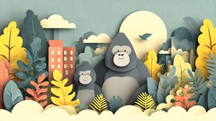 丛林中的大猩猩亲子时光