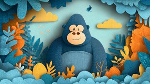 森林中的大猩猩剪纸艺术