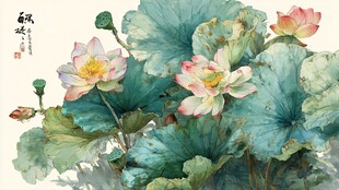 水墨荷花图 清新雅致之景