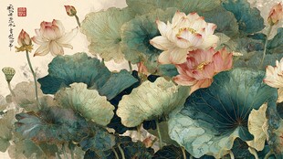 国画荷花图 清新雅致之景