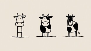 三头可爱卡通牛形象展示