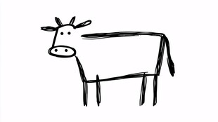 手绘简笔小牛形象
