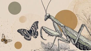 螳螂与蝶的自然瞬间