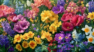 缤纷多彩花卉盛放美景