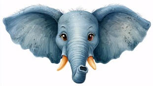 可爱蓝色大象卡通形象