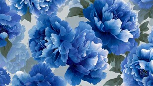 蓝色牡丹花无缝图案背景