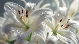 带露白百合绽放之美