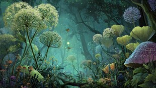 梦幻森林中的奇幻植物景观