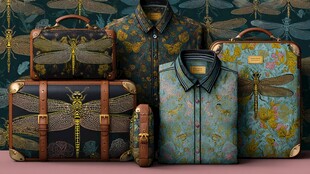 蜻蜓图案服饰与箱包组合