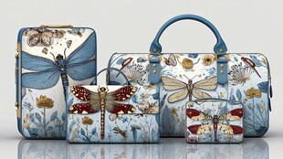 蝶趣图案精美手提箱包