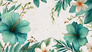 热带花卉环绕的清新背景