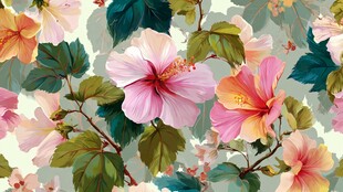 缤纷芙蓉花图案背景