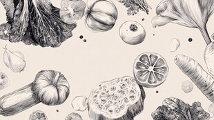 黑白手绘风的多样蔬果