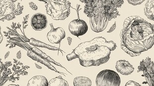 手绘蔬菜图案无缝背景图